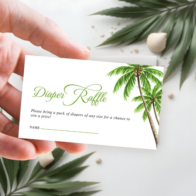 Tropical Tree Baby Shower Diaper Raffle Ticket Enclosure Card (Creator Uploaded)