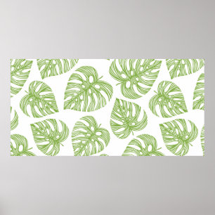 Tropical trendy seamless pattern with exotic palm  poster