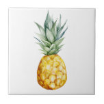 Tropical Trendy Watercolor Pineapple Tile<br><div class="desc">This design was created through digital art. It may be personalised by clicking the customise button and changing the colour, adding a name, initials or your favourite words. Choose customise to change the background colour Contact me at colorflowcreations@gmail.com if you with to have this design on another product. Purchase my...</div>
