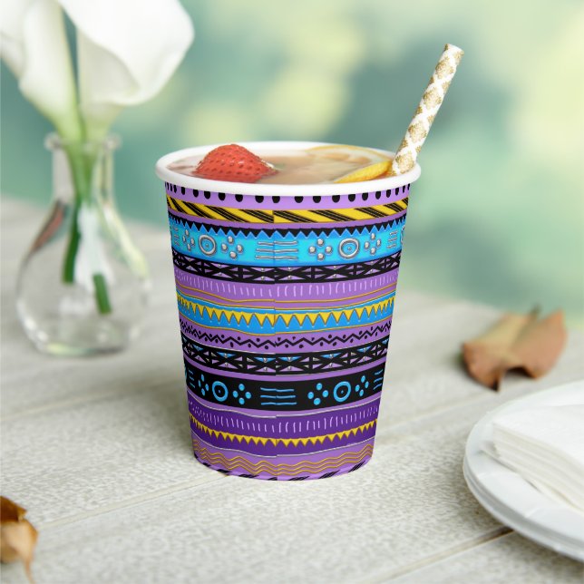 Tropical Tribal Design Paper Cups (Insitu)