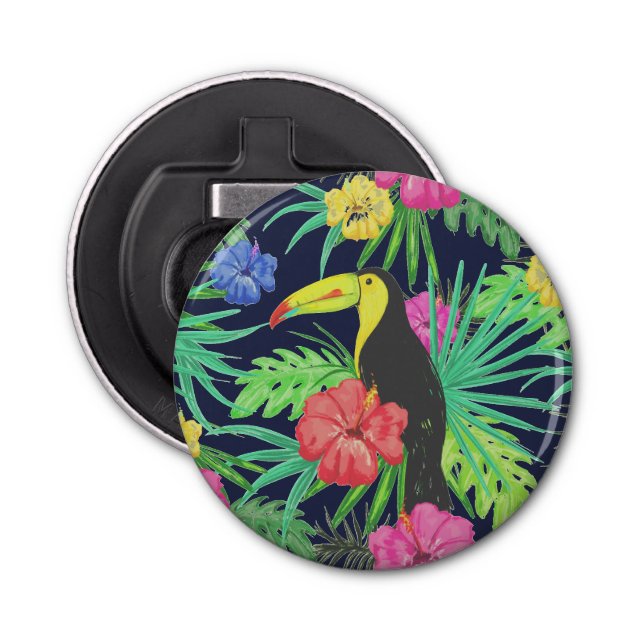 Tropical Tucan and Leaves Rainforest Bottle Opener (Front)