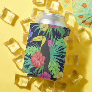 Tropical Tucan and Leaves Rainforest Can Cooler