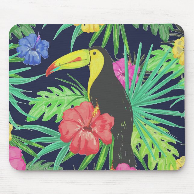 Tropical Tucan and Leaves Rainforest Mouse Mat (Front)