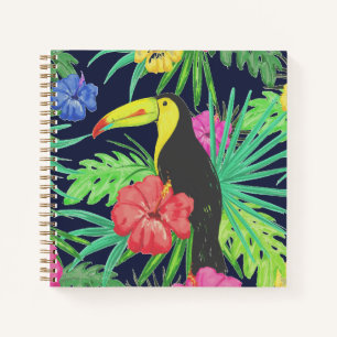 Tropical Tucan and Leaves Rainforest Notebook