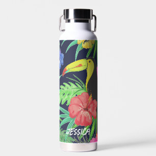 Tropical Tucan and Leaves Rainforest Personalised Water Bottle