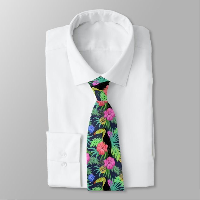 Tropical Tucan and Leaves Rainforest Tie (Tied)