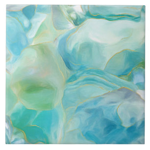 Tropical Turquoise Abstract Gemstone Coastal Tile