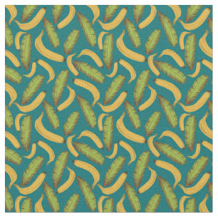 Tropical Turquoise Banana Leaf Pattern Fabric