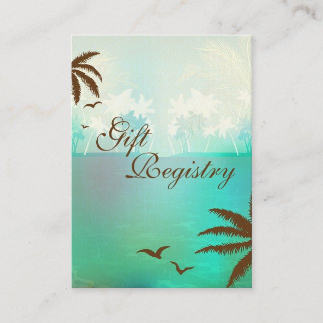 Tropical Turquoise Beach Gift Registry Cards (Front)