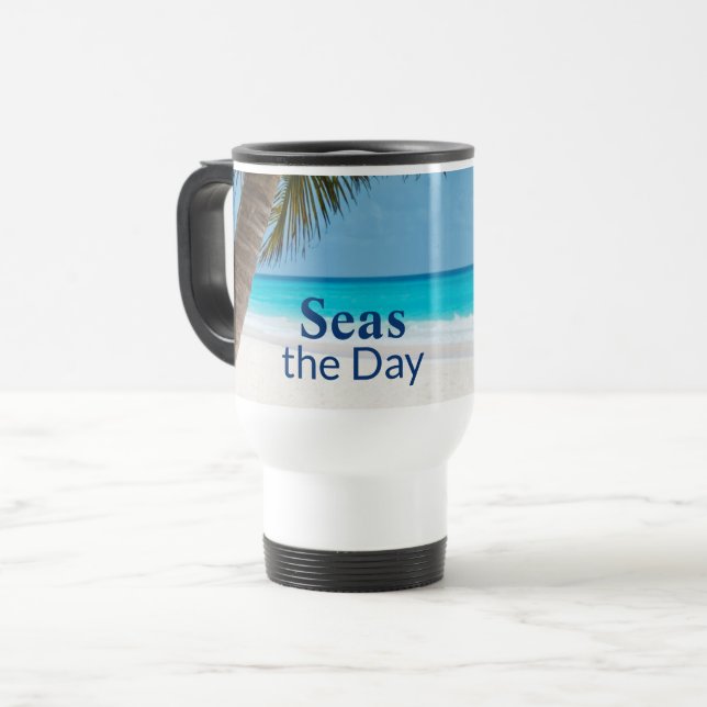 Tropical turquoise beach scene Seas the Day Travel Mug (Front Left)