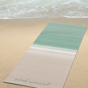 Tropical Turquoise Ocean Beach Name Yoga Mat