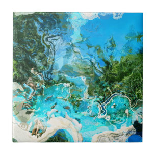 Tropical Turquoise Ocean Blue & Seaweed Green Tile
