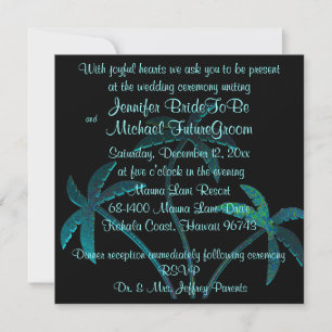 Tropical Turquoise Palm Tree Wedding Invitation