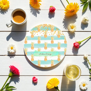 Tropical Turquoise Yellow Beach Coaster