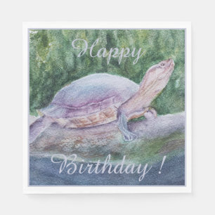Tropical Turtle Happy Birthday Party Celebration Napkin