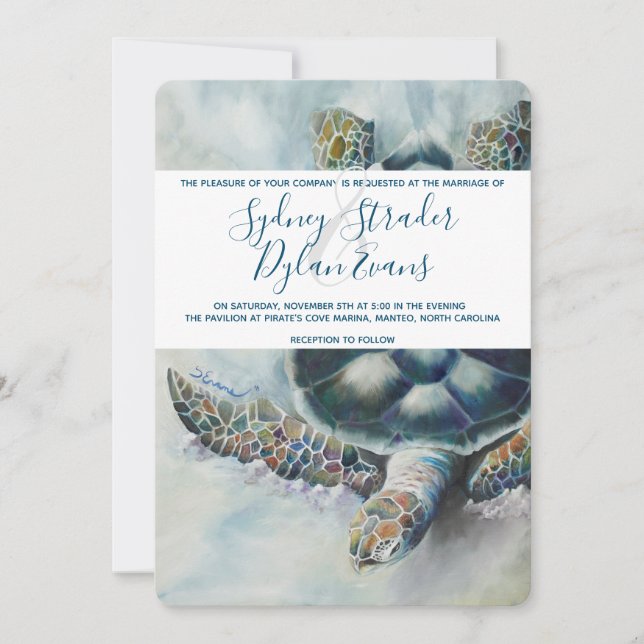 Tropical Turtle Wedding Invitation (Front)