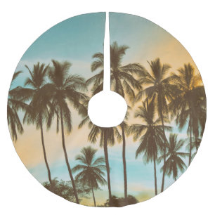Tropical Twilight: Coconut Palm Silhouette Brushed Polyester Tree Skirt
