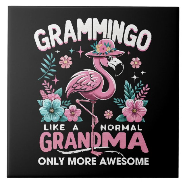 Tropical Twilight Flamingo Tile (Front)