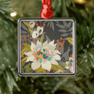 Tropical Twilight Flowers Metal Tree Decoration