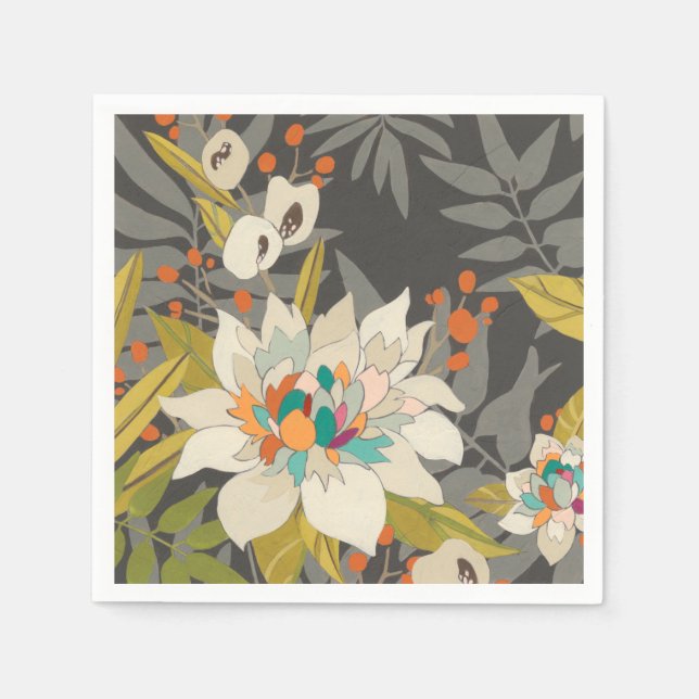 Tropical Twilight Flowers Napkin (Front)