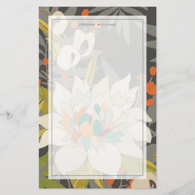 Tropical Twilight Flowers Stationery (Front)
