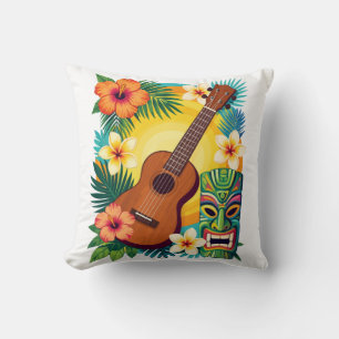Tropical Ukulele Tiki Luau Party Vibes T-Shirt Cushion