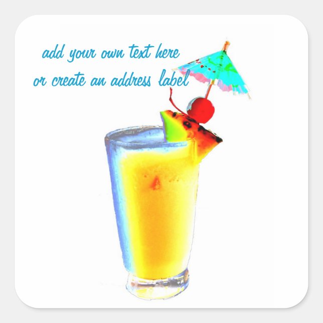 Tropical Umbrella Cocktails Square Sticker (Front)