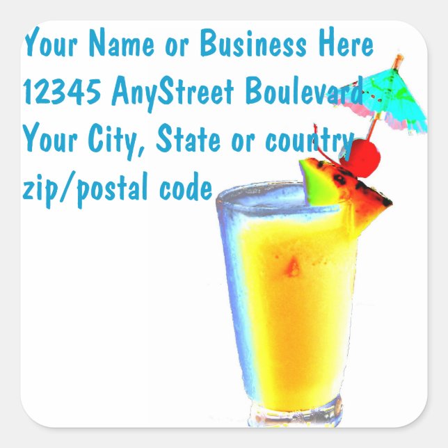 Tropical Umbrella Cocktails Square Sticker (Front)