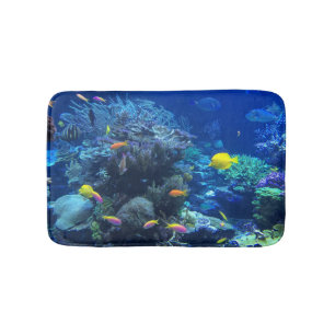 Tropical underwater fish bath mat