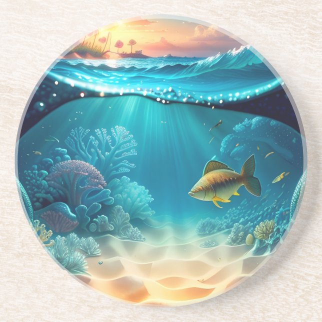 Tropical Underwater Landscape Coaster (Front)