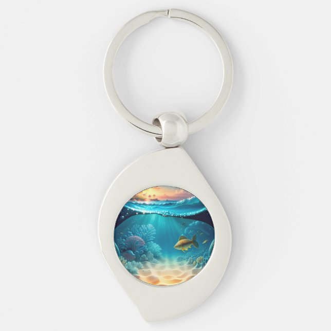 Tropical Underwater Landscape Key Ring (Front)