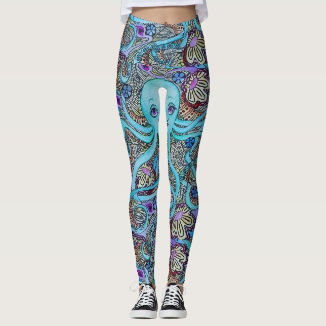 Tropical Underwater Octopus Leggings (Front)