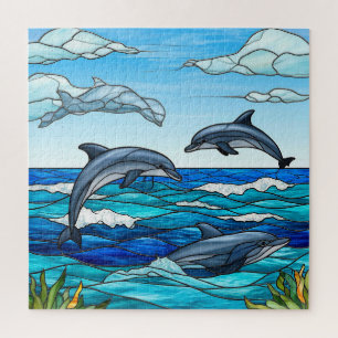 Tropical Underwater Scene Featuring Dolphins Jigsaw Puzzle