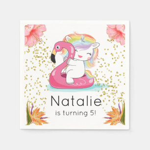 Tropical Unicorn Pool Party Napkin