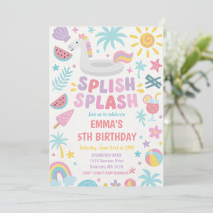 Tropical Unicorn Splish Splash Birthday Party Invitation