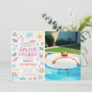 Tropical Unicorn Splish Splash Birthday Phot Invitation