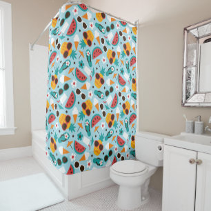 Tropical Vacation Seamless Pattern Shower Curtain