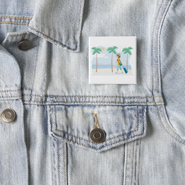 Tropical Vacation Traveller Fun Beach Travel  15 Cm Square Badge (Creator Uploaded)