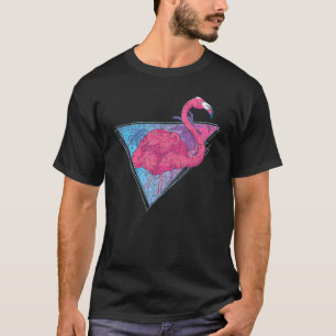 Tropical Vaporwave Palm Trees Exotic Bird Pink Fla T-Shirt