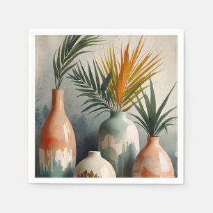Tropical Vases in Watercolor Hues Napkin