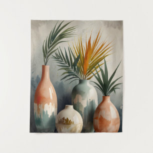 Tropical Vases in Watercolor Hues Tapestry