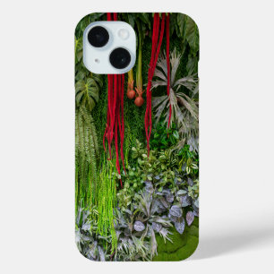 Tropical Vertical Garden Moss and Leaves Pattern iPhone 15 Case