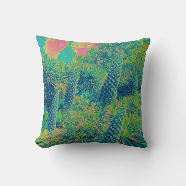 Tropical Vibe Echium Flowers Cushion (Front)