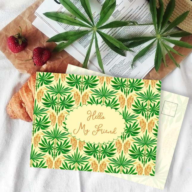 Tropical Vibe Palm Pattern Friendship  Postcard (Creator Uploaded)