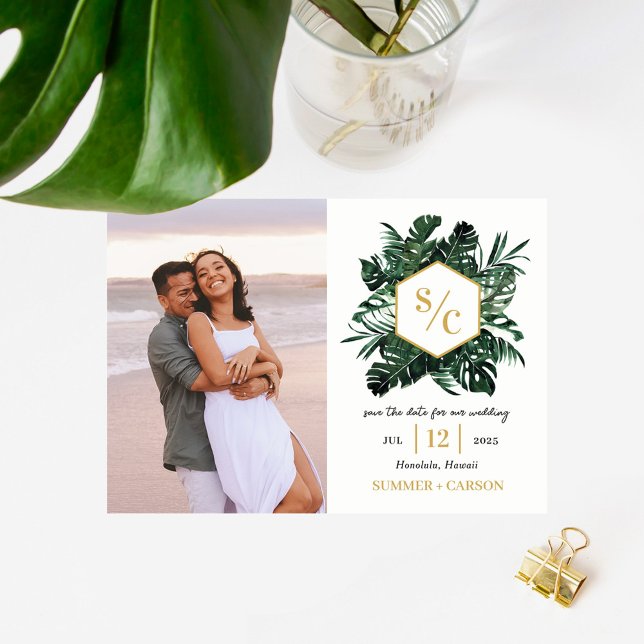 Tropical Vibe Wedding Save The Date Card (Creator Uploaded)