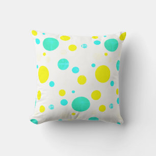 Tropical Vibe Yellow Turquoise Ball Pillow Cushion