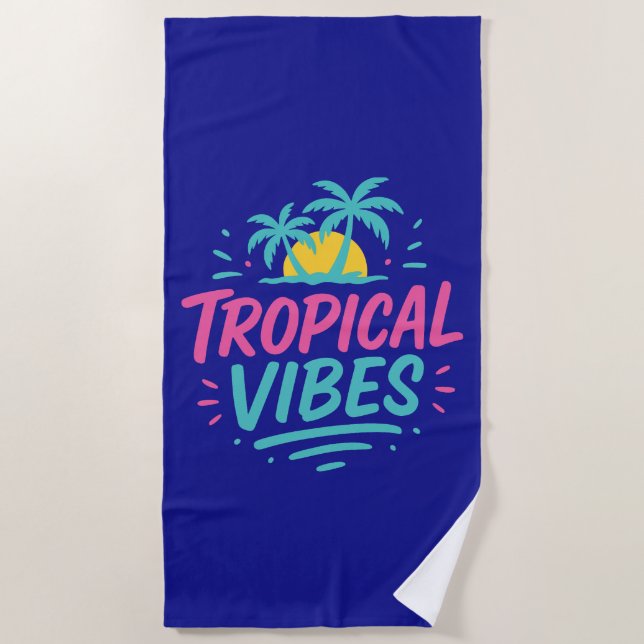 Tropical Vibes Beach Vacation Towel (Front)