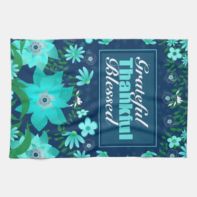 Tropical Vibes Blue Turquoise Kitchen Towels (Horizontal)