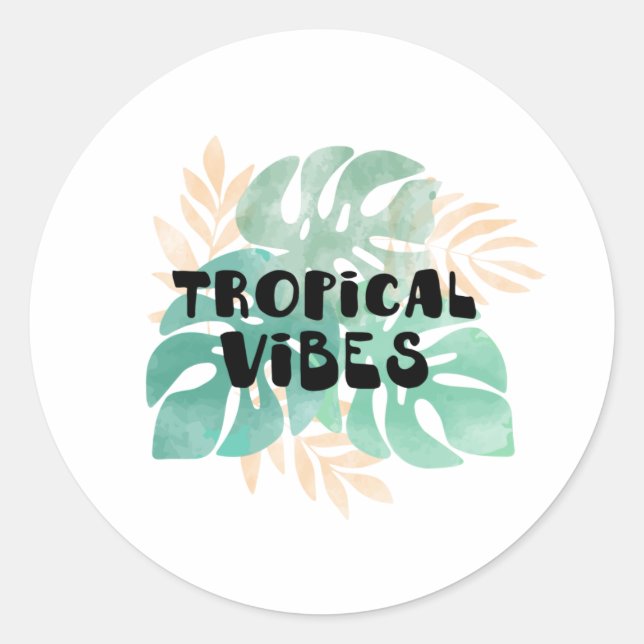 Tropical vibes classic round sticker (Front)