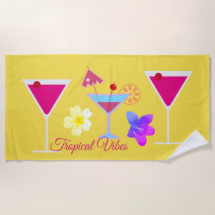 Tropical Vibes Colourful Cocktails Beach Towel